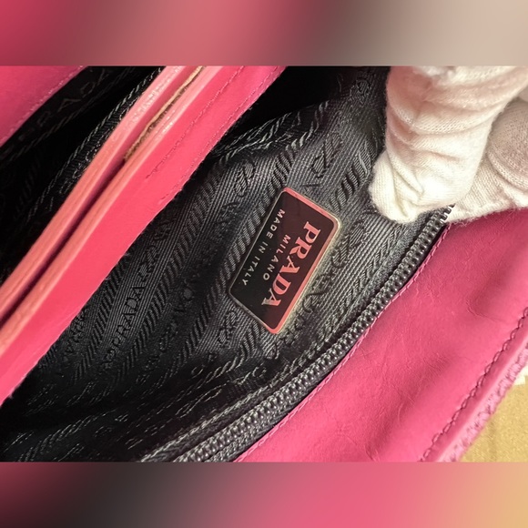 Prada Pink Wool Shoulder Tote Bag w/ Leather Trim on Handle-65AuthenticityCard - Picture 9 of 15